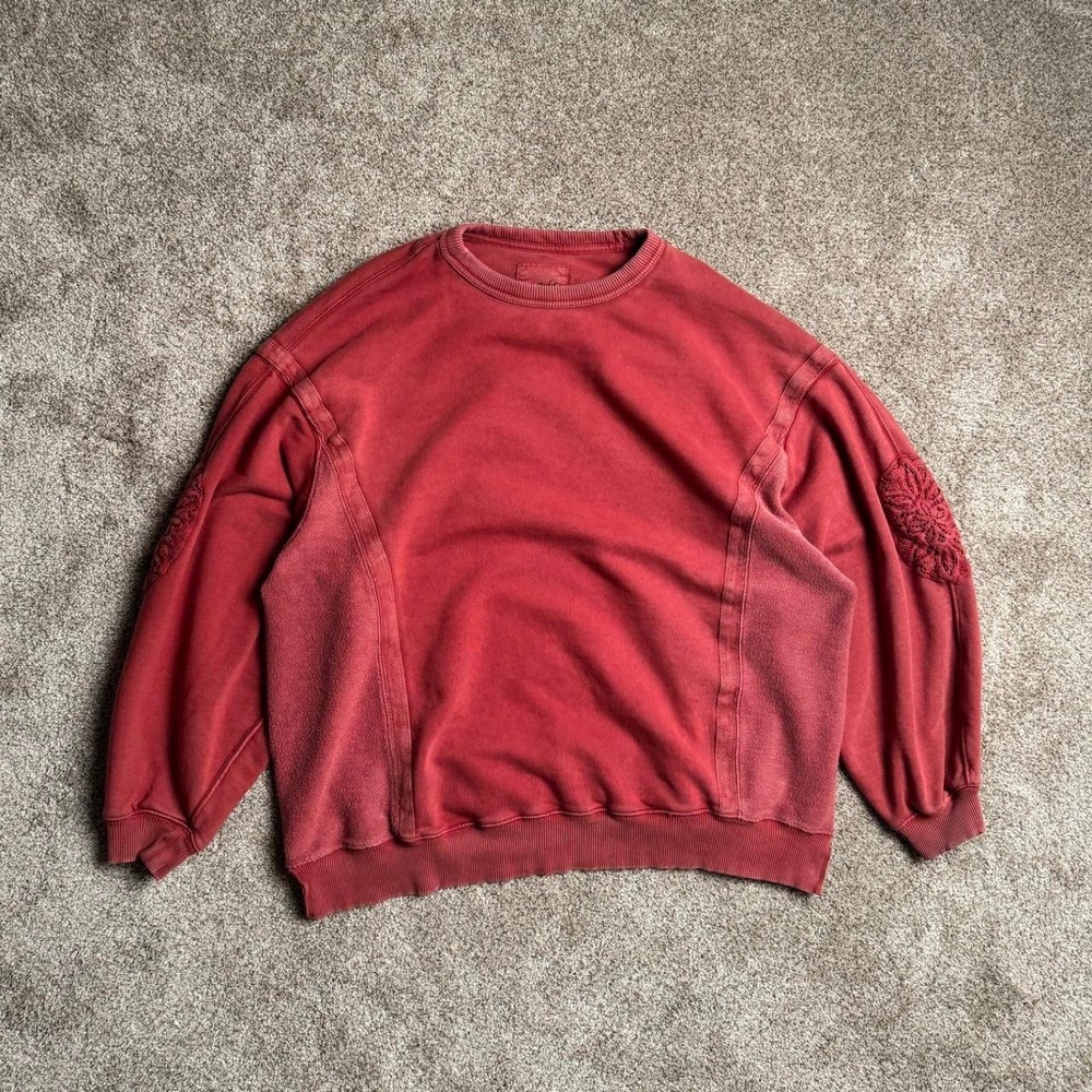 FADED RED AERIE FLORAL SLEEVE SWEATSHIRT